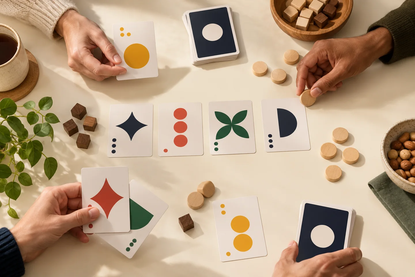 Clearly spaced original cards with large geometric symbols