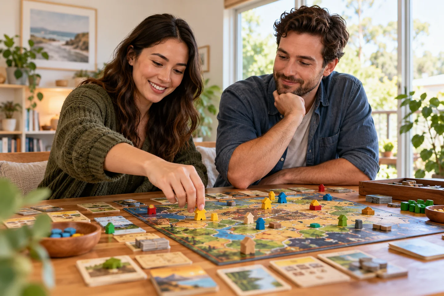 A player showing a simple move to a friend