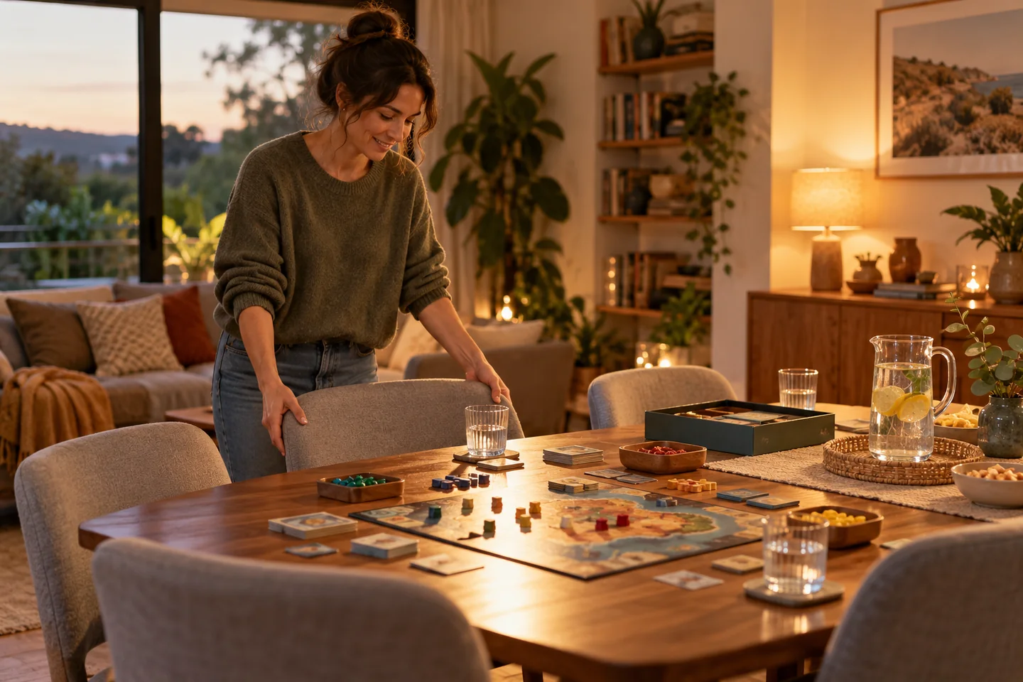 A host arranging a comfortable tabletop space